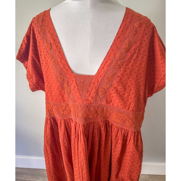 Shyanne Embroidered Boho Babydoll Summer Dress in Rust - Picture 3 of 12
